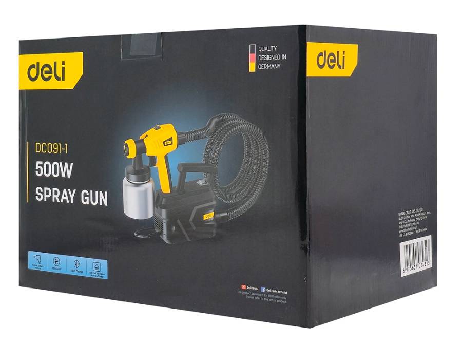 DELI ηλεκτρικό πιστόλι βαφής DC091-1 με δοχείο 800ml, 500W DC091-1