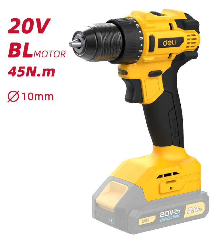 DELI δράπανο μπαταρίας DC120Z, Brushless, 20V, 45N.m DC120Z