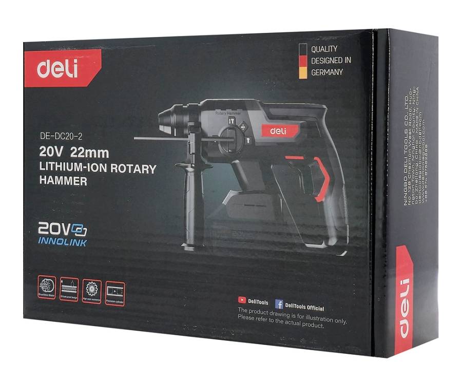 DELI κρουστικό σκαπτικό μπαταρίας DE-DC20-2, Brushless, 20V, 2J DE-DC20-2