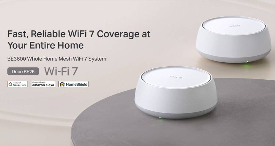 TP-LINK Home Mesh WiFi 7 System Deco BE25, 3600Mbps ΒΕ3600, V1.0, 2τμχ DECO-BE25-2PACK