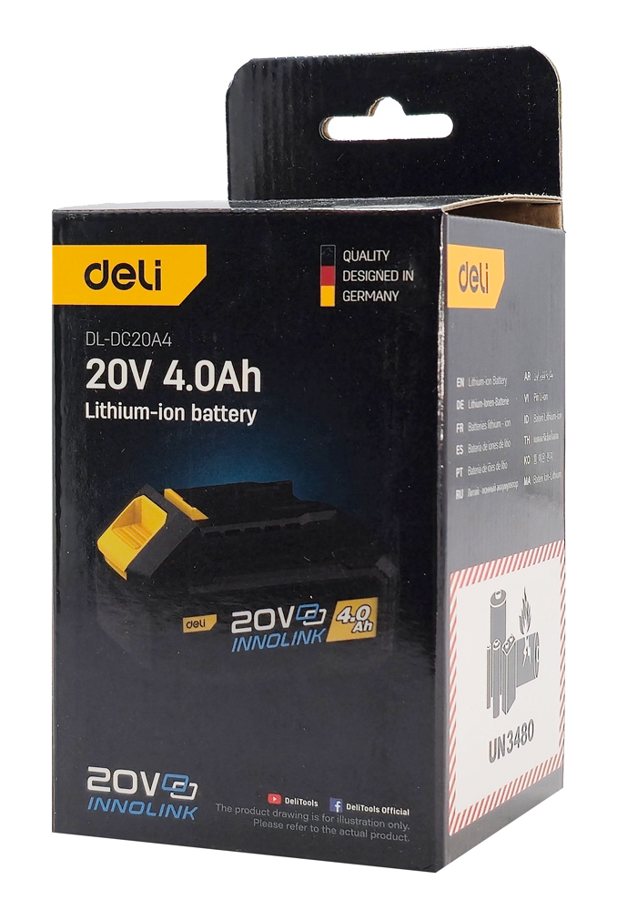 DELI μπαταρία λιθίου για εργαλεία μπαταρίας DL-DC20A4, 20V 4Ah DL-DC20A4