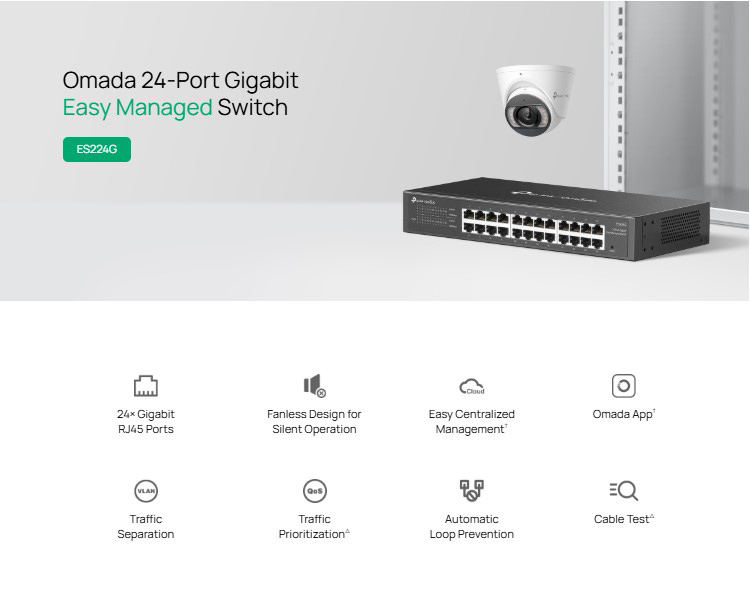TP-LINK easy managed switch ES224G, 24x Gigabit θύρες, V1.0 ES224G