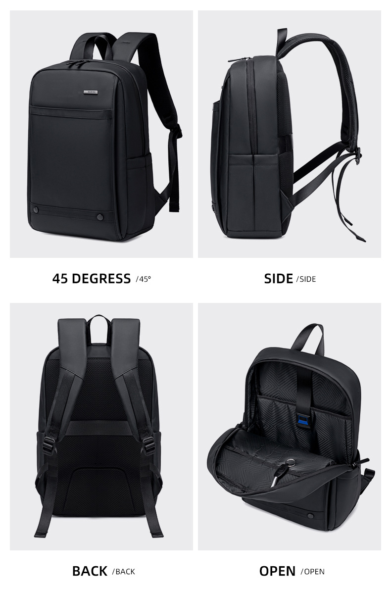 GOLDEN WOLF τσάντα πλάτης GB00705 με θήκη laptop 15.6, 17L, μαύρη GB00705-BK