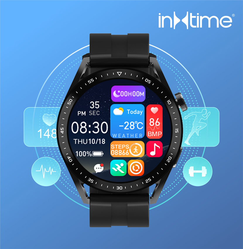 INTIME smartwatch 3 Pro, 1.28, IP67, heart rate, ηχείο & mic, μαύρο IT-059