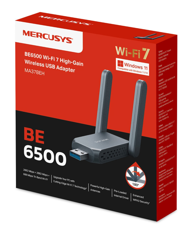 MERCUSYS ασύρματος USB αντάπτορας δικτύου MA37BEH, BE6500, Tri-Band, V1.0 MA37BEH