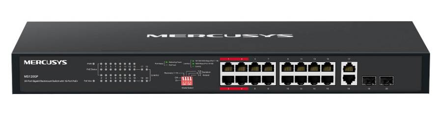 MERCUSYS rackmount switch MS120GP, 20x Gigabit θύρες, PoE+, V1.0 MS120GP