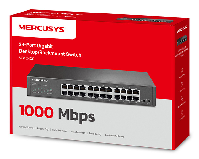 MERCUSYS desktop/rackmount switch MS124GS, 24x Gigabit θύρες, V1.0 MS124GS