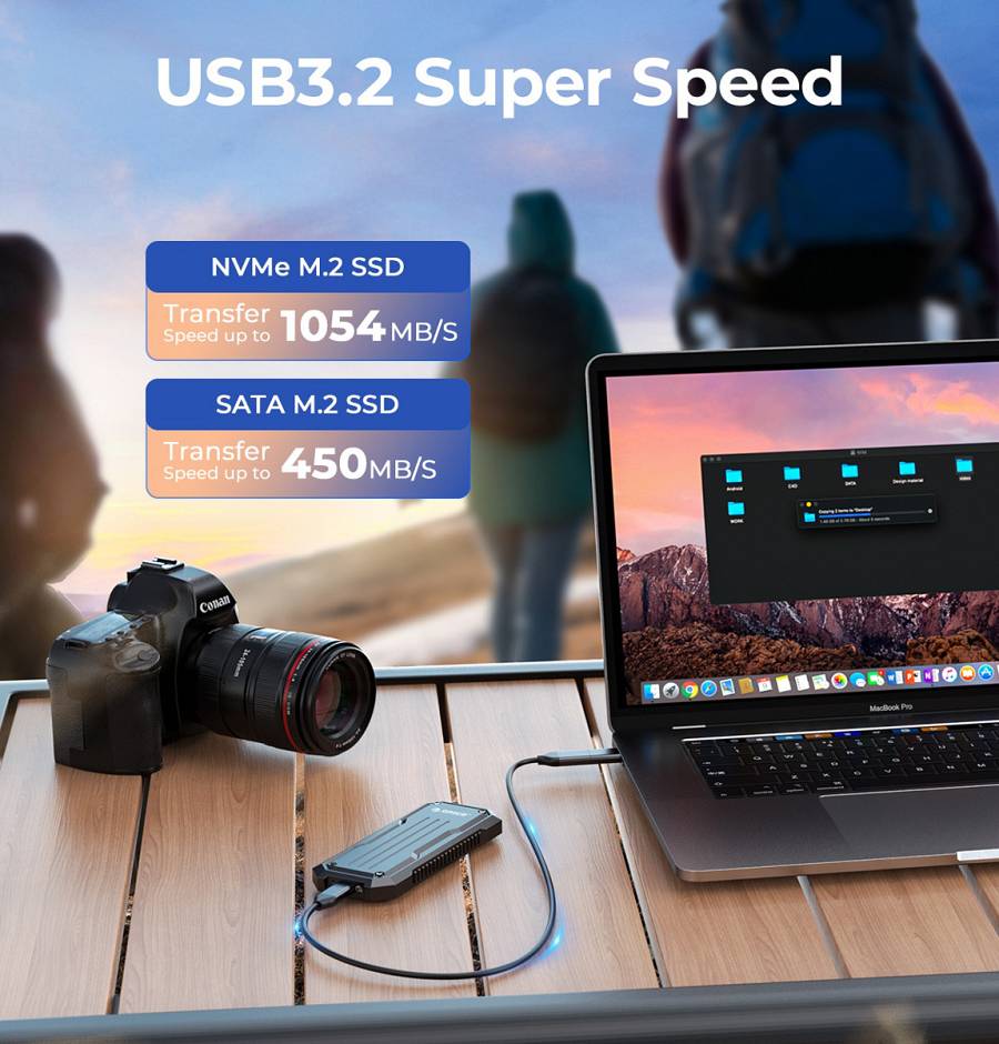 ORICO θήκη για M.2 NVME/NGFF SSD OXS2C3-G2, 10Gbps, γκρι OXS2C3-G2-GY-BP