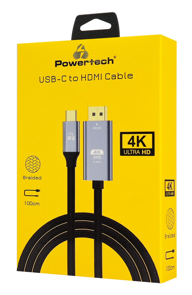 POWERTECH καλώδιο USB-C σε HDMI PTR-0171, 4K/60Hz, 10.2 Gbps, 1m, μαύρο PTR-0171