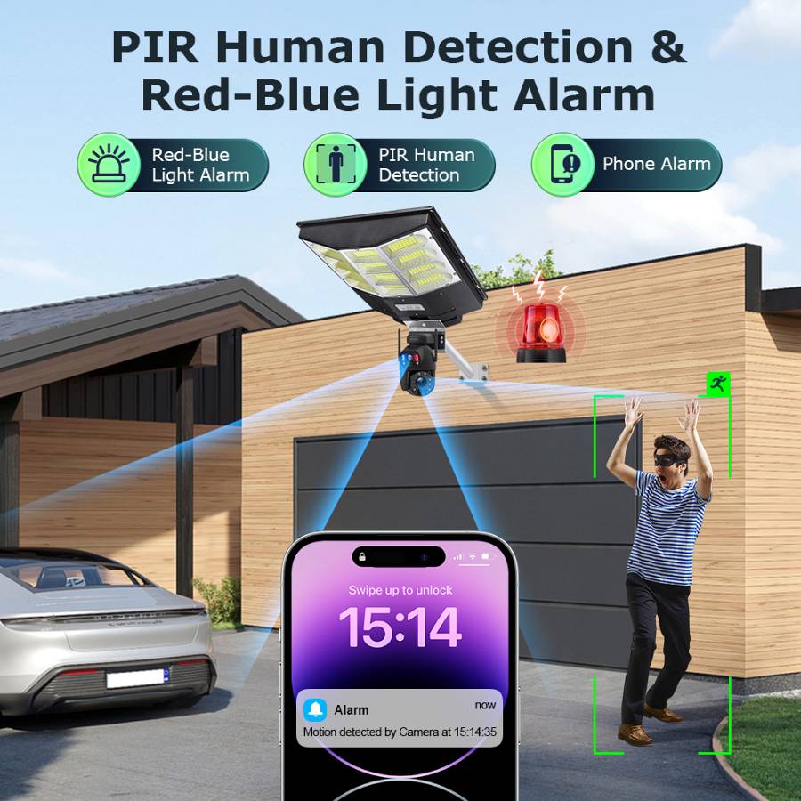 SECTEC smart ηλιακή κάμερα ST-LC598-EU με προβολέα, dual lens, 3MP, 4G, SD, PTZ, IP66 ST-LC598-EU