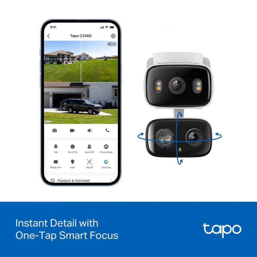 TP-LINK smart κάμερα Tapo C246D, dual lens, 2K/3MP, WiFi, PTZ, IP65, V1.0 TAPO-C246D