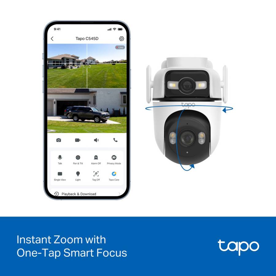 TP-LINK smart κάμερα Tapo C545D, dual lens, 2K/3MP, WiFi, PTZ, IP66, V1.0 TAPO-C545D