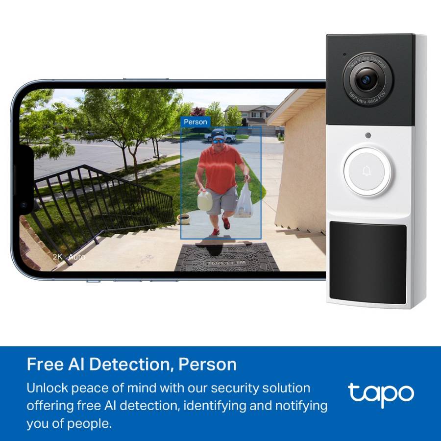 TP-LINK smart κουδούνι με κάμερα Tapo D210, 2K/3MP, WiFi, 6400mAh, IP65, V2.0 TAPO-D210