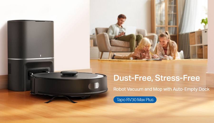 TP-LINK ρομποτική σκούπα Tapo RV30 Max Plus για σκούπισμα & σφουγγάρισμα, με χαρτογράφηση, WiFi, μαύρη, V1.0 TAPO-RV30MAXPLUS