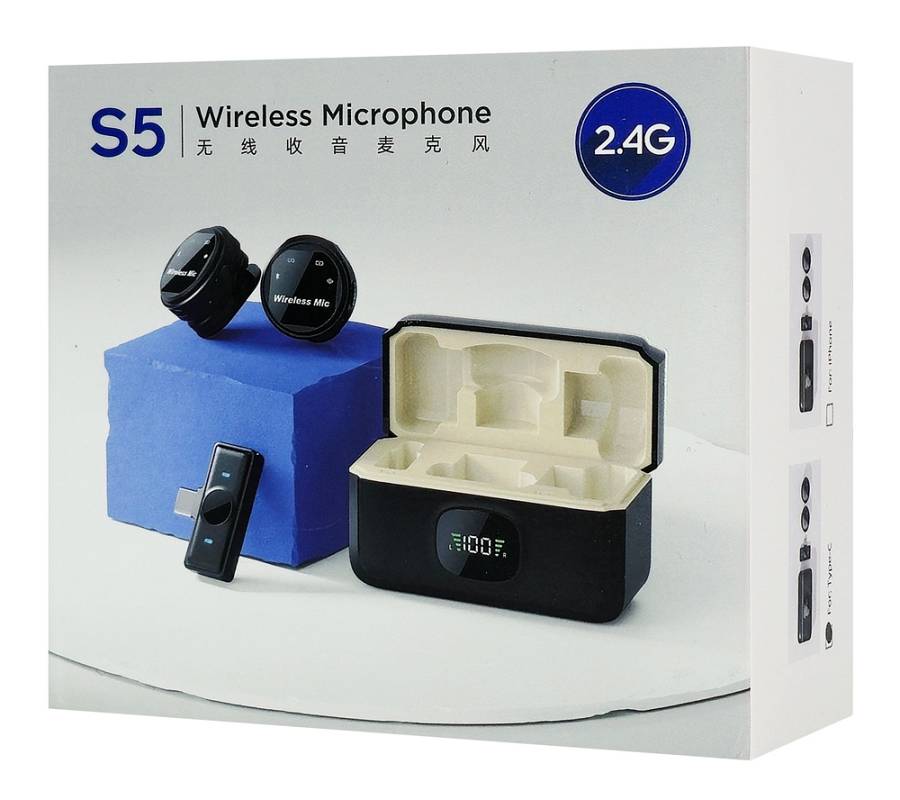 UPTECH ασύρματα μικρόφωνα UPWS-08 με θήκη φόρτισης, USB-C, 2.4GHz, μαύρο UPWS-08