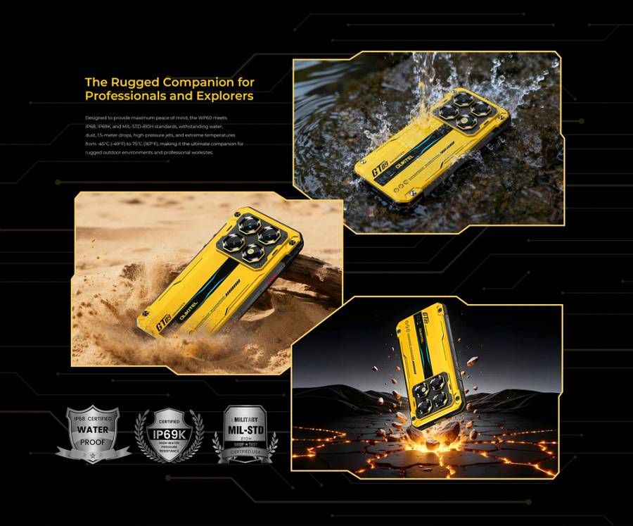 OUKITEL smartphone WP60, 7.2, 8/256GB, 5G, 10000mAh, IP68/IP69K/MIL-STD-810H, μαύρο WP60-BK