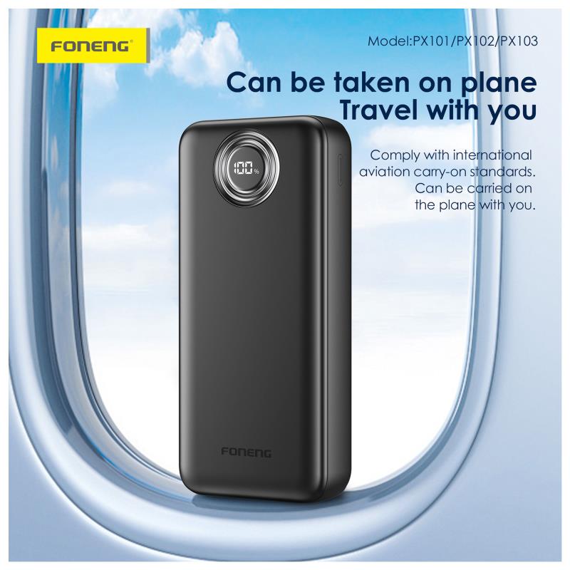Φορτιστής Ανάγκης Foneng PX102 PD 22.5W 20000mAh με 2 Θύρες USB A & 1 Θύρα USB C Λευκό