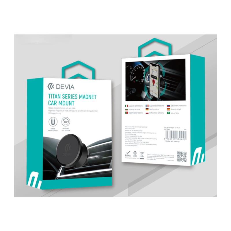 Universal Βάση Στήριξης Αεραγωγού Αυτοκινήτου Μαγνητική Devia ES043 Titan Μαύρο