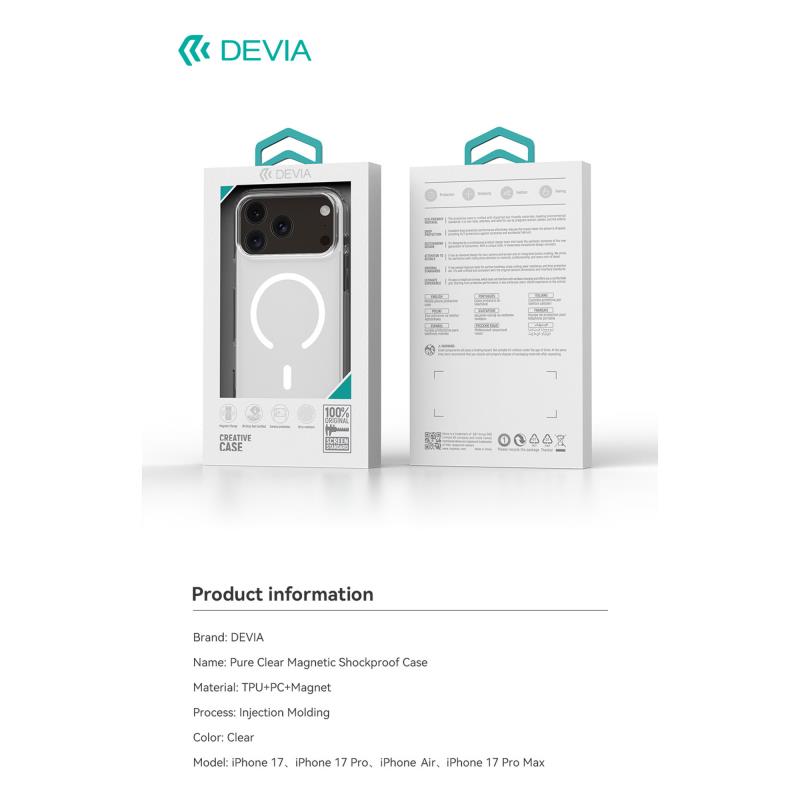 Θήκη TPU & PC Shock Proof Devia Magnetic Apple iPhone 17 Pro Pure Clear Διάφανο