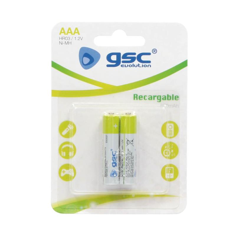 Μπαταρία Επαναφορτιζόμενη GSC Ni-MH AAA 800mAh HR03 1.2V (2 τεμ.)