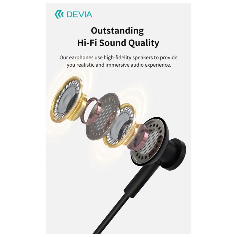 Hands Free Stereo Devia EM113 M2 Metal USB C Smart Μαύρο