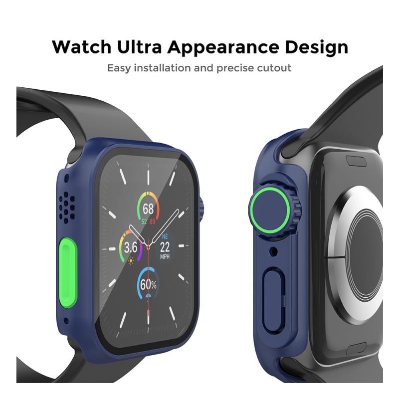 Θήκη PC με Tempered Glass Ahastyle WG115 Apple Watch 7/ 8/ 9 45mm Upgrade σε Ultra Μπλε