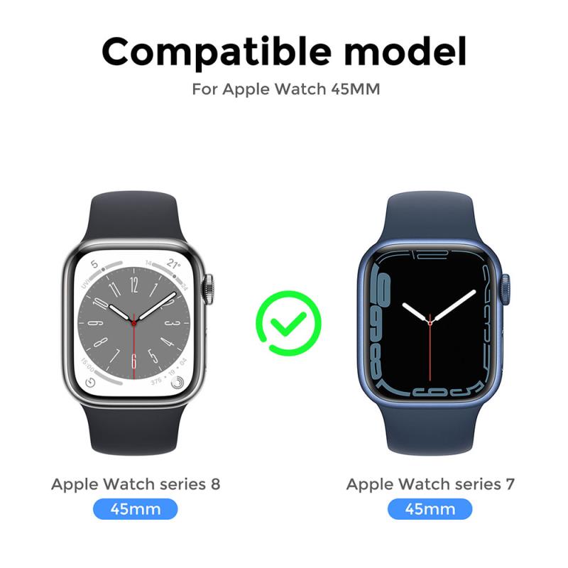 Θήκη PC με Tempered Glass Ahastyle WG115 Apple Watch 7/ 8/ 9 45mm Upgrade σε Ultra Ασημί