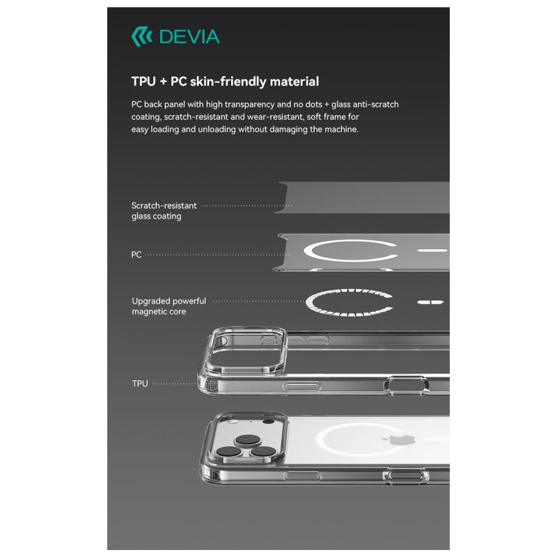 Θήκη TPU & PC Shock Proof Devia Magnetic Apple iPhone 17 Pro Pure Clear Διάφανο