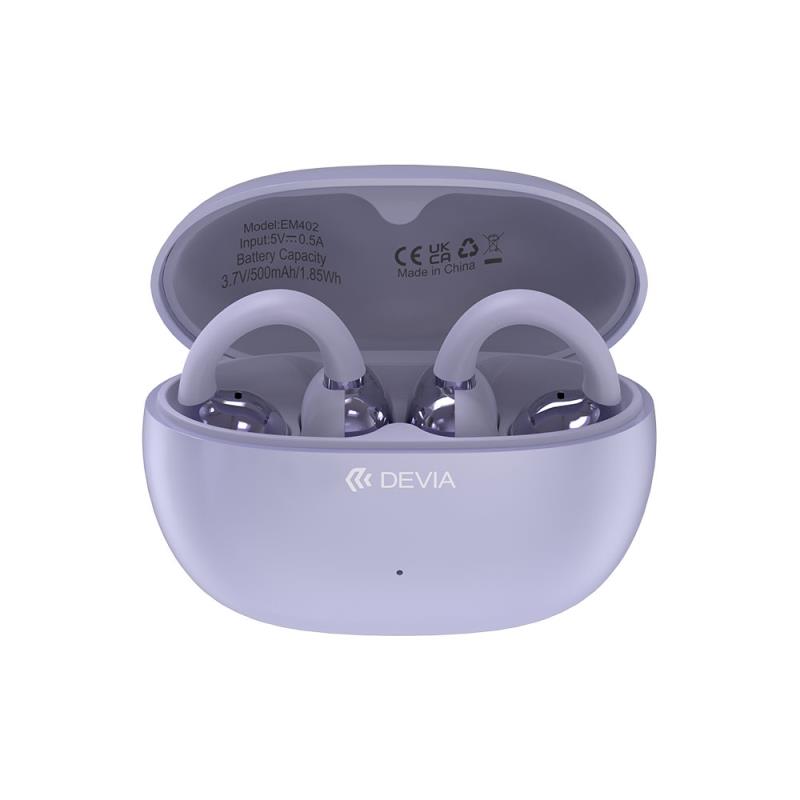 True Wireless Ακουστικά Bluetooth Devia EM402 OWS Pro2 Clip-On Μωβ