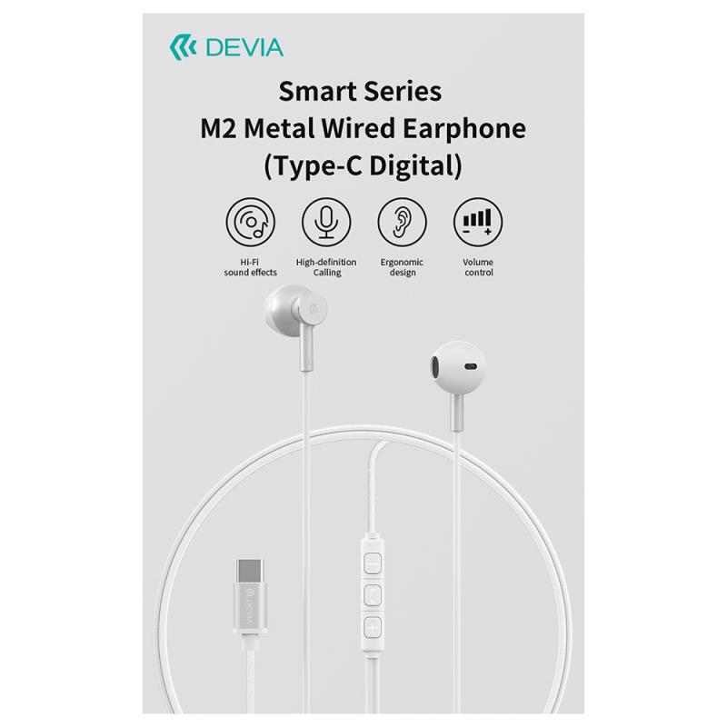 Hands Free Stereo Devia EM113 M2 Metal USB C Smart Μαύρο