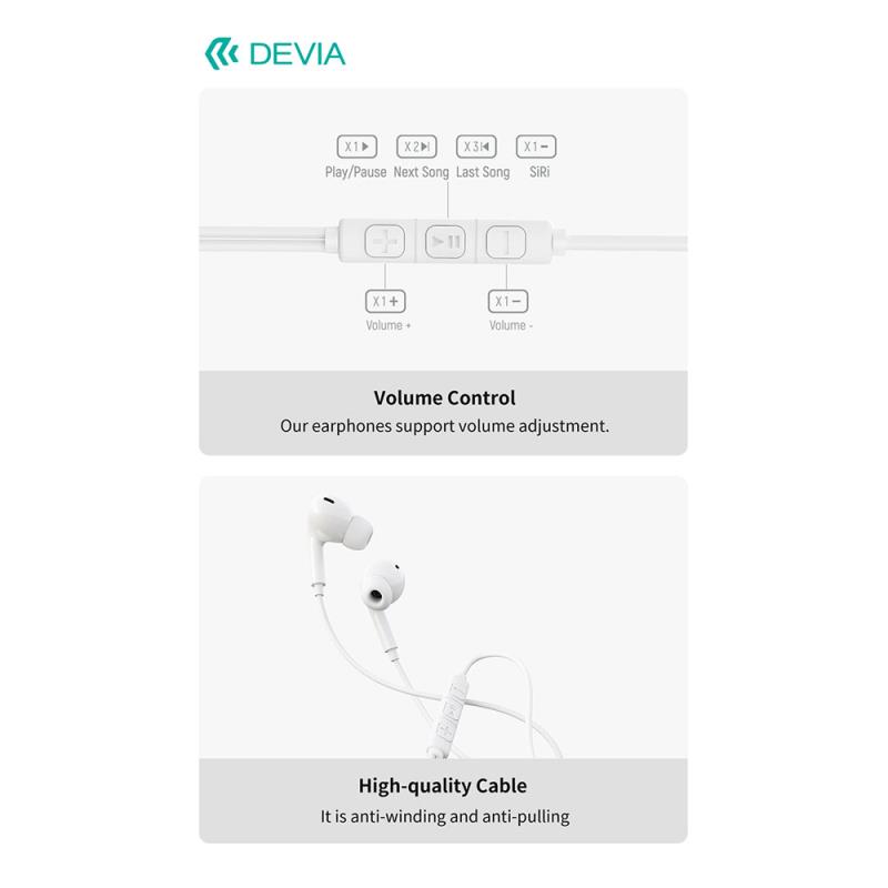 Hands Free Stereo Devia EM107 A2 USB C Kintone Λευκό