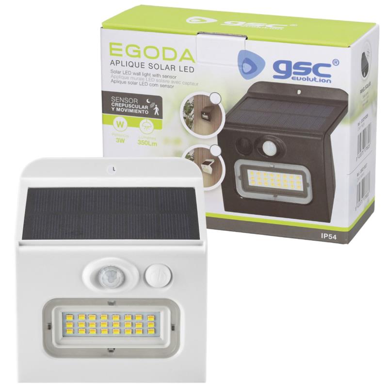 Ηλιακό Φωτιστικό Εξ. Χώρου LED GSC Egoda Bulkhead 3W 350lm CCT IP65 με Αισθητήρα Κίνησης & Νυκτός Λευκό