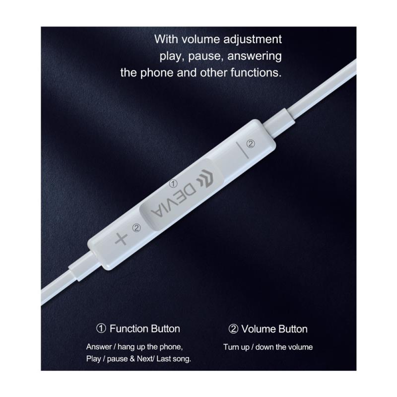 Hands Free Stereo Devia EM048 Earpods USB C με Χειριστήριο & Μικρόφωνο Smart Λευκό
