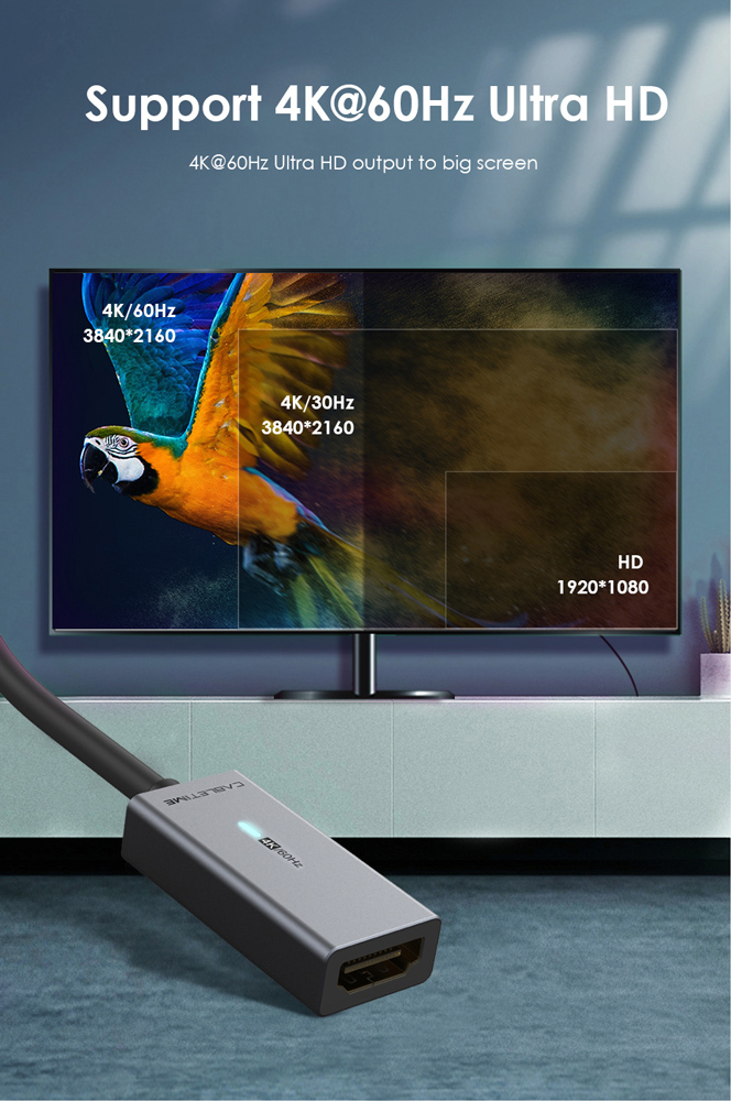 CABLETIME αντάπτορας DisplayPort σε HDMI CT-AV589-P02G4K60, 4K/60Hz, γκρι 5210131155967