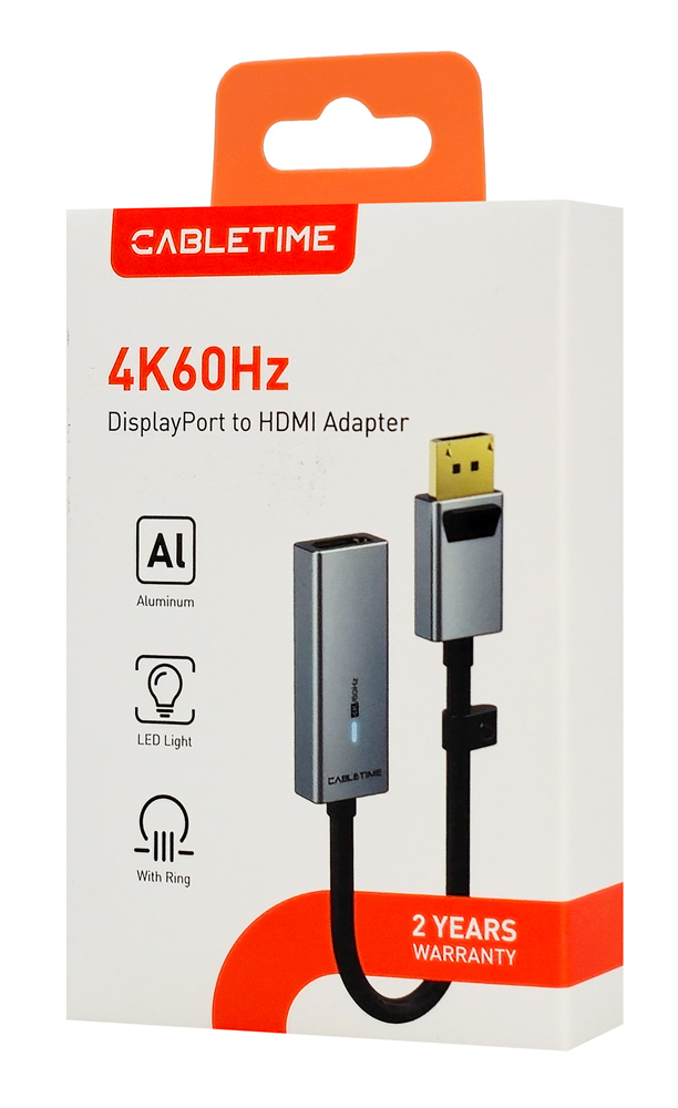 CABLETIME αντάπτορας DisplayPort σε HDMI CT-AV589-P02G4K60, 4K/60Hz, γκρι 5210131155967