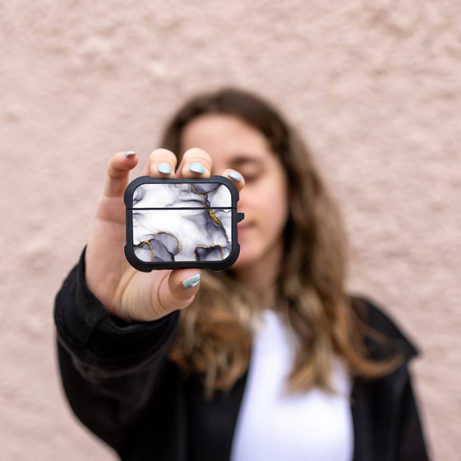 Θήκη Σιλικόνης Marble Series για AirPods Pro 3 Μωβ Γκρι