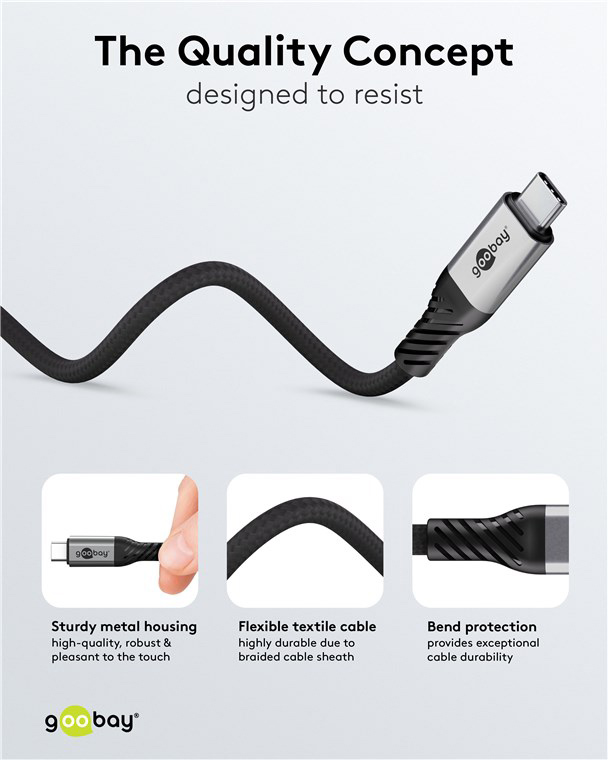 GOOBAY καλώδιο USB-C 74776, USB4, 240W, 80Gbps, 16K/60Hz, 1.5m, μαύρο 74776