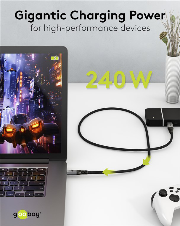 GOOBAY καλώδιο USB-C 74776, USB4, 240W, 80Gbps, 16K/60Hz, 1.5m, μαύρο 74776