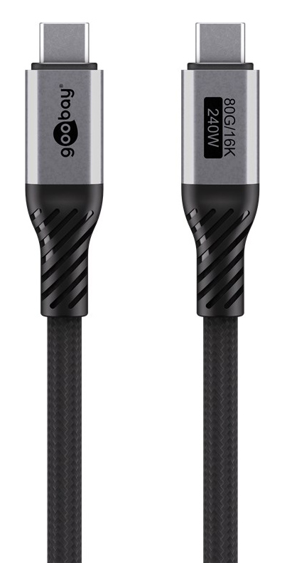 GOOBAY καλώδιο USB-C 74776, USB4, 240W, 80Gbps, 16K/60Hz, 1.5m, μαύρο 74776