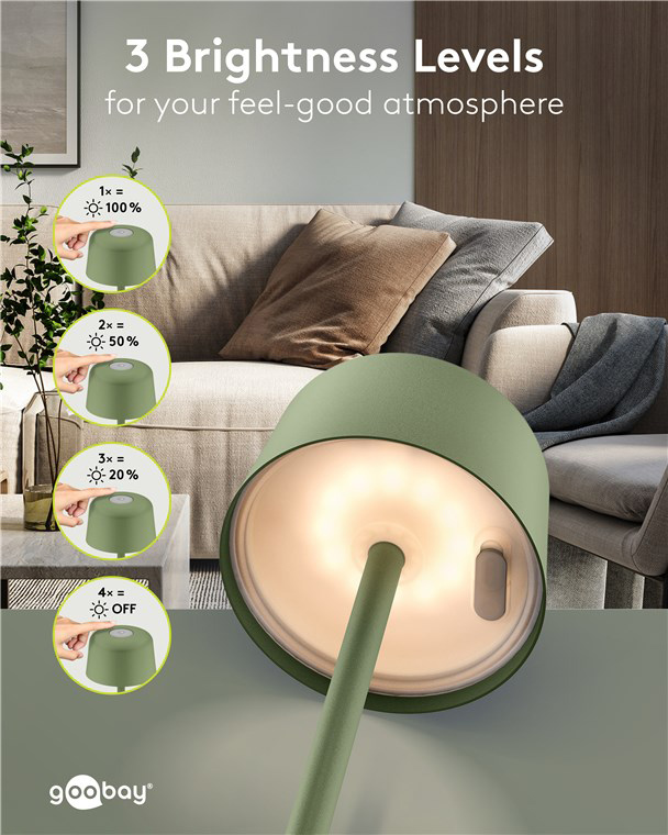 GOOBAY επιτραπέζιο φωτιστικό 77677, 3000K, dimmable, επαναφορτιζόμενο, πράσινο 77677