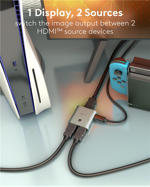 GOOBAY HDMI switch 77791, 2 σε 1, 8K/60Hz, γκρι 77791