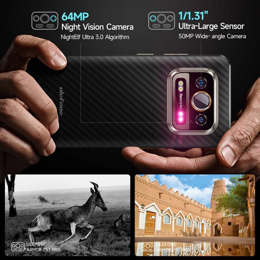 ULEFONE smartphone Armor 25T Pro, 6.78, 8/256GB, 5G, 6500mAh, IP68/IP69K/MIL-STD-810H, μαύρο ARMOR25TPRO8-BK
