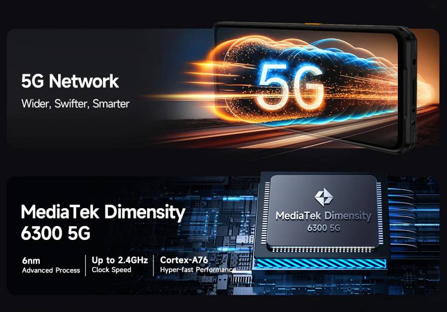 ULEFONE smartphone Armor 25T Pro, 6.78, 8/256GB, 5G, 6500mAh, IP68/IP69K/MIL-STD-810H, μαύρο ARMOR25TPRO8-BK