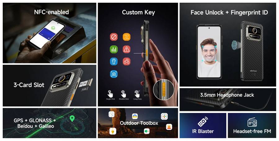ULEFONE smartphone Armor 25T Pro, 6.78, 8/256GB, 5G, 6500mAh, IP68/IP69K/MIL-STD-810H, μαύρο ARMOR25TPRO8-BK