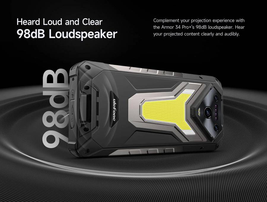 ULEFONE smartphone Armor 34 Pro Plus με βιντεοπροβολέα, 6.95, 5G, 16/512GB, 25500mAh, IP68/IP69K/MIL-STD-810H, μαύρο ARMOR34PROPLUS