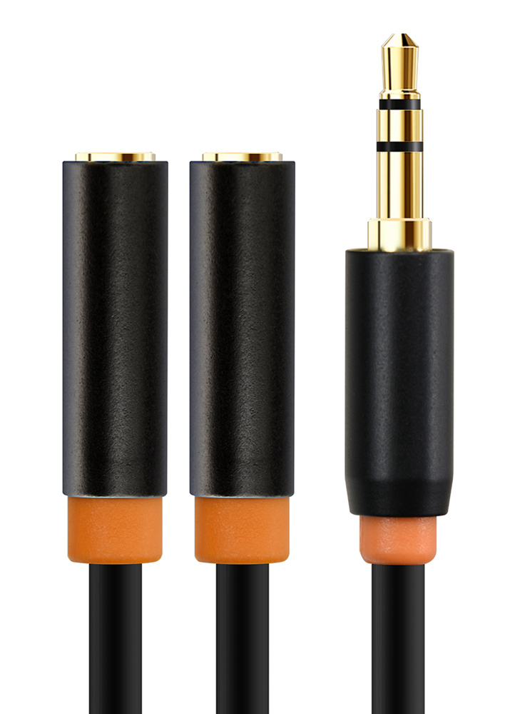 CABLETIME καλώδιο ήχου 3.5mm σε 2x 3.5mm CT-AV309-P12G, 20cm, μαύρο AV309-P12G-B0.2