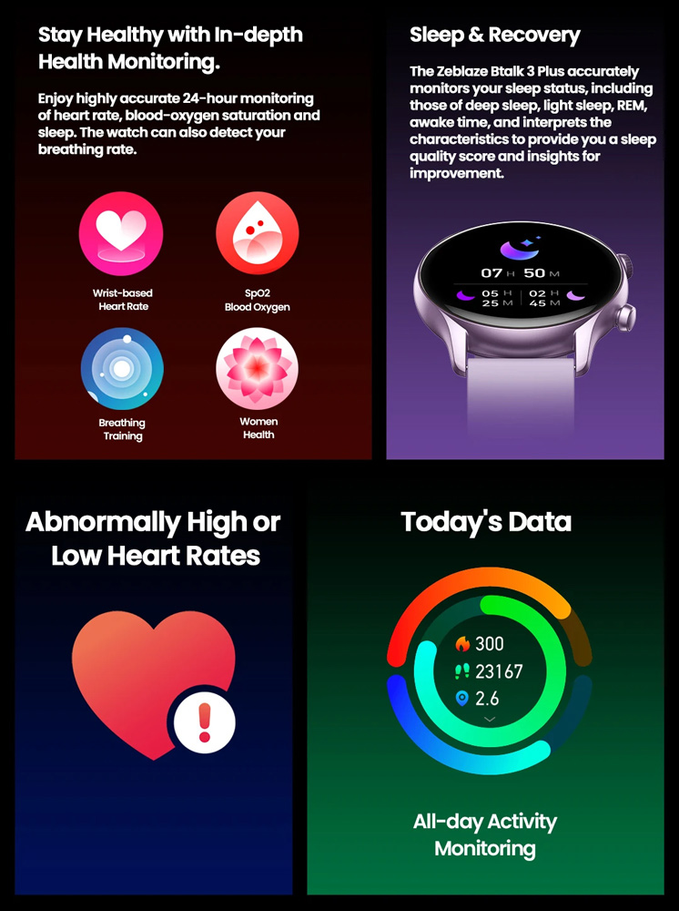 ZEBLAZE smartwatch Btalk 3 Plus, heart rate, 1.39 IPS, χρυσό BTALK3PLUS-GD