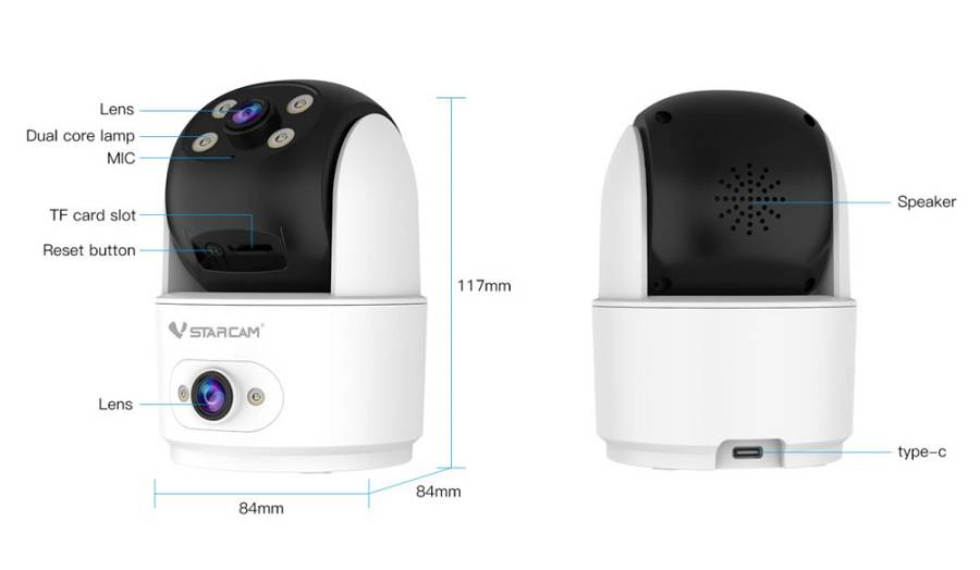 VSTARCAM smart κάμερα C996DR, 2MP, dual lens, WiFi, PTZ, SD C996DR