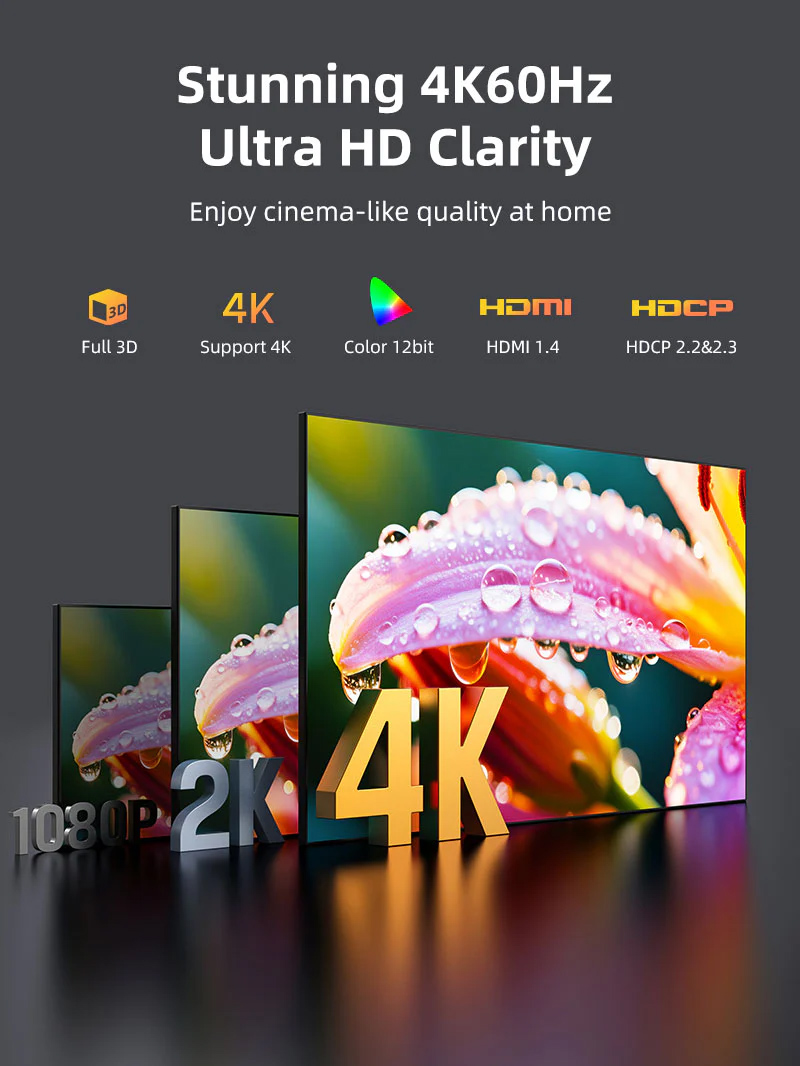 CABLETIME HDMI splitter CT-HSP4K2-AG, 1 σε 2, 4K/60Hz, uni-directional, γκρι CT-HSP4K2-AG