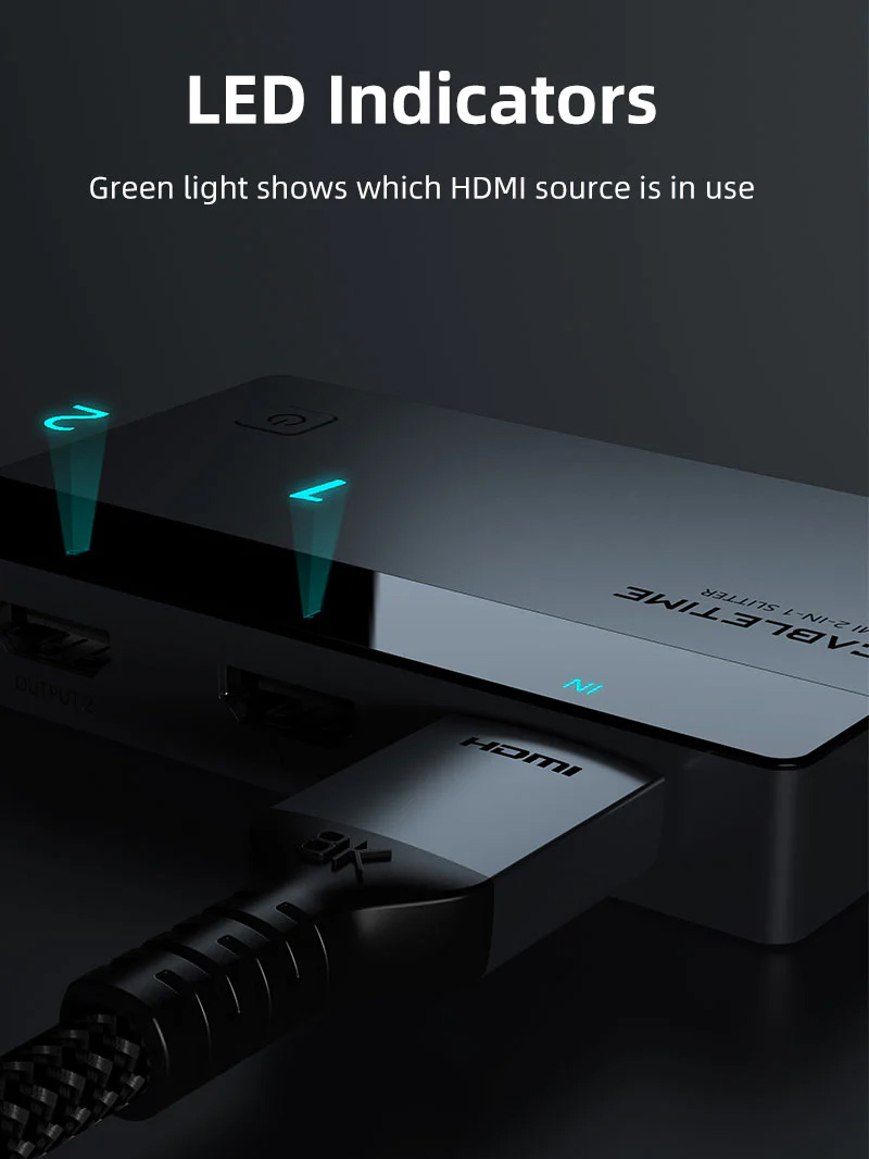 CABLETIME HDMI splitter CT-HSP4K2-AG, 1 σε 2, 4K/60Hz, uni-directional, γκρι CT-HSP4K2-AG